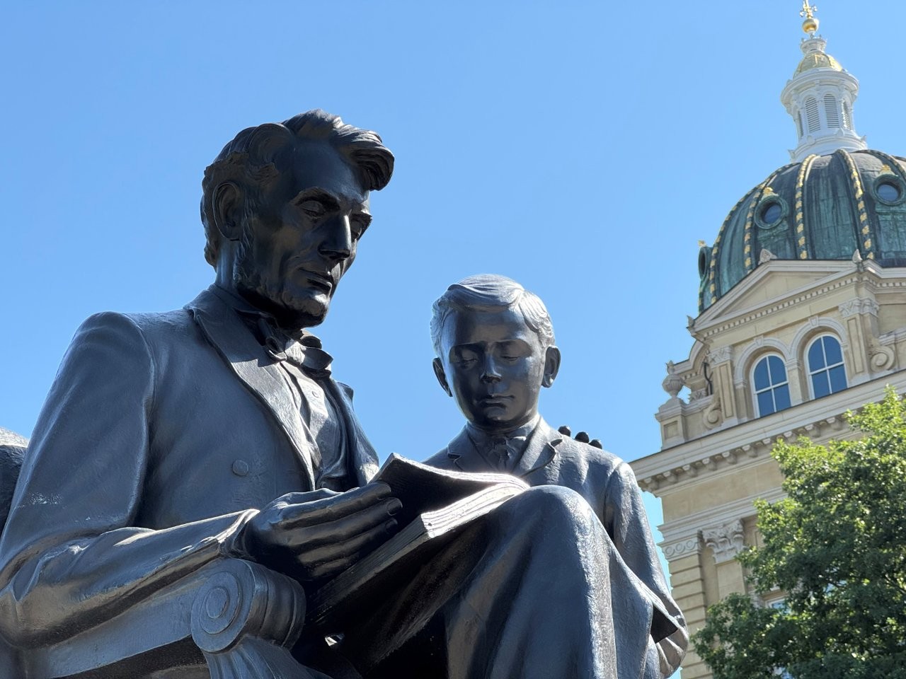 Abraham Lincoln and Tad memorial at the Iowa State Capitol in Des Moines, Iowa