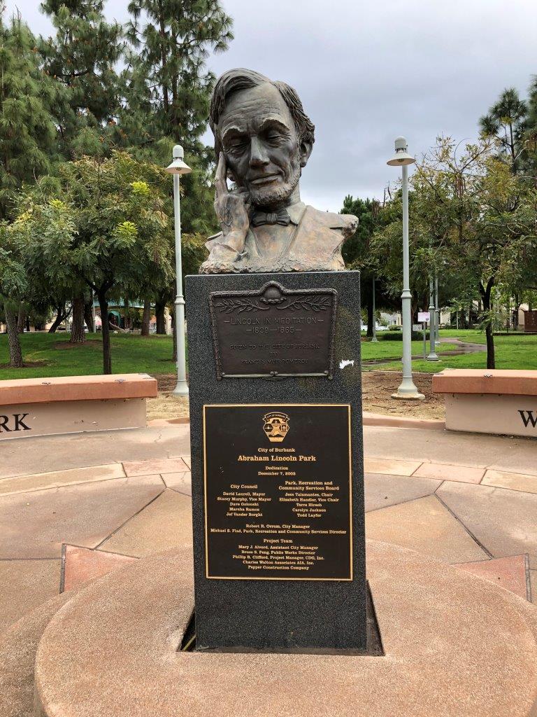 Lincoln bust in Lincoln Park in Burbank, California