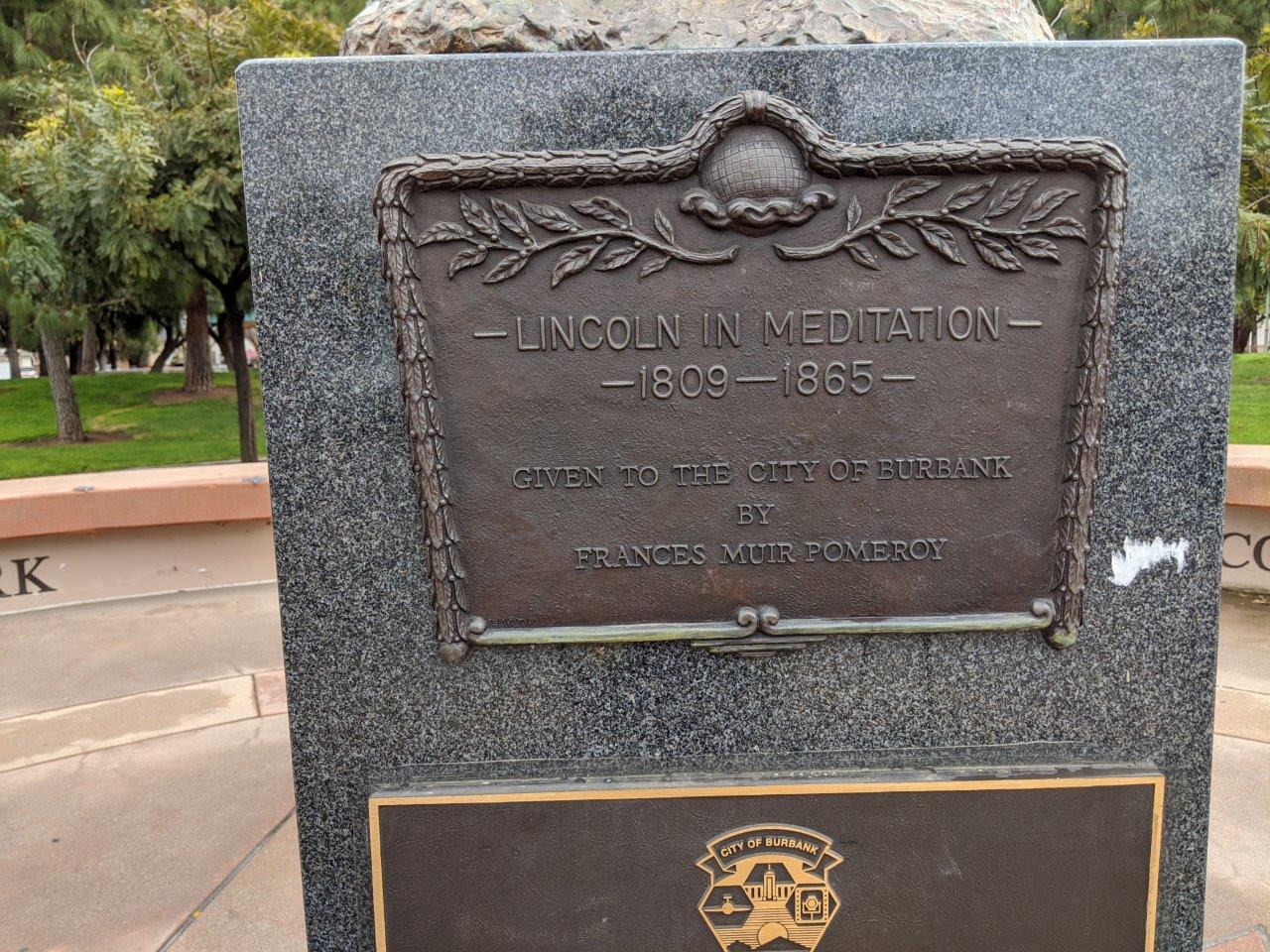 Lincoln bust in Lincoln Park in Burbank, California