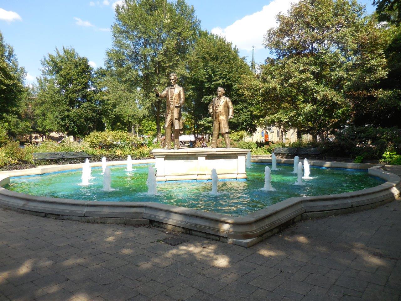 Lincoln-Douglas statue at site of first debate
