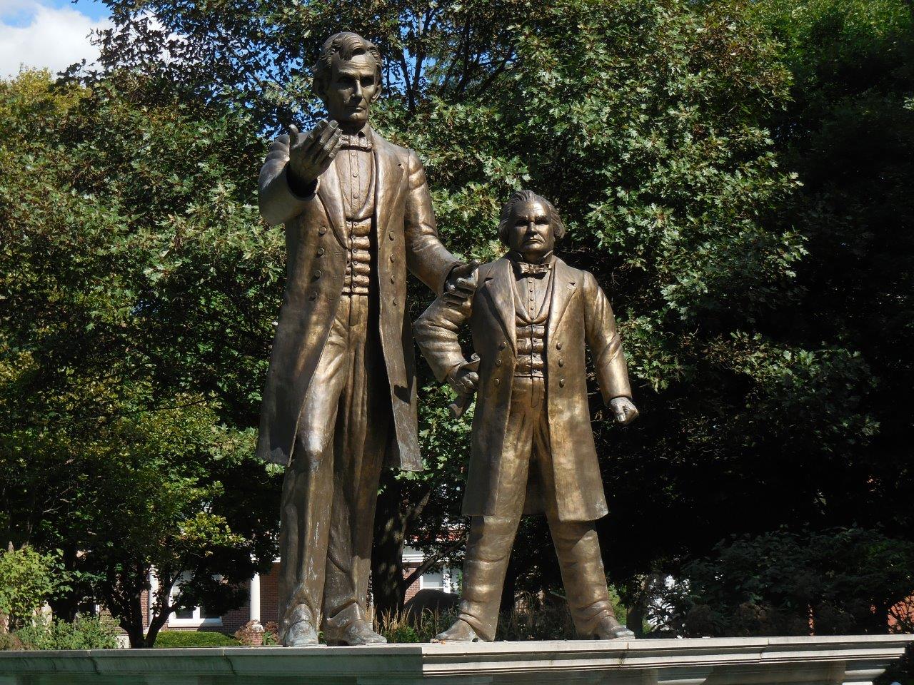Lincoln-Douglas statue at site of first debate