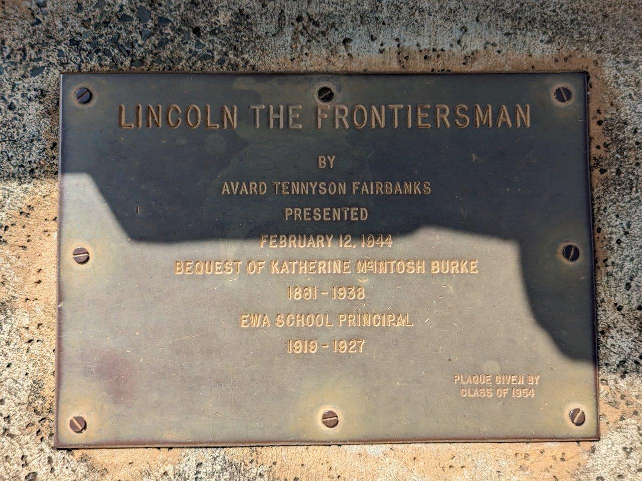 Lincoln the Frontiersman statue in Ewa Beach, Honolulu, Oahu, Hawaii