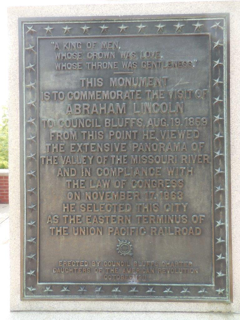 Abraham Lincoln monument marking eastern terminus of Transcontinental railroad