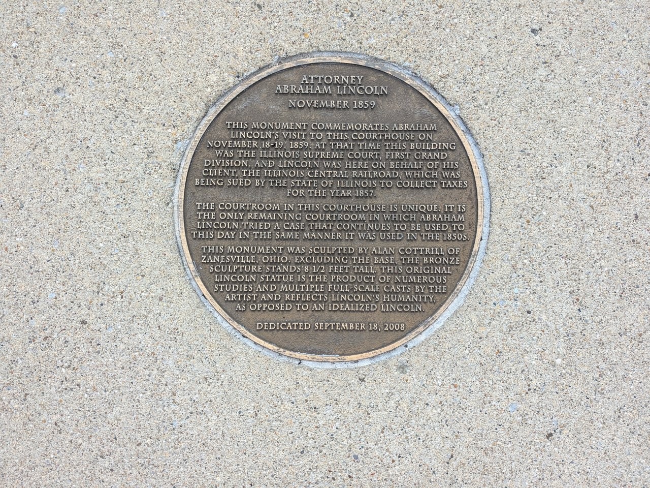 Abraham Lincoln historical plaque in Mt. Vernon, Illinois