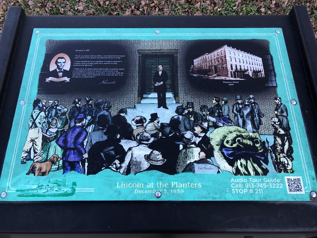 Planters Hotel Abraham Lincoln historical marker in Leavenworth, Kansas