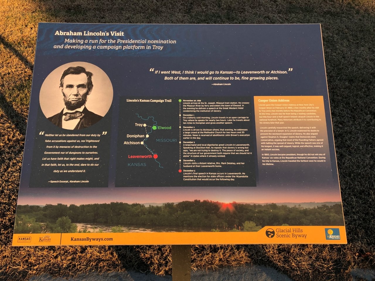 Abraham Lincoln historical marker at Troy, Doniphan County, Kansas