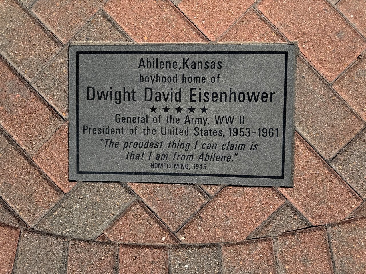 Dwight Eisenhower historical marker in Abilene, Kansas