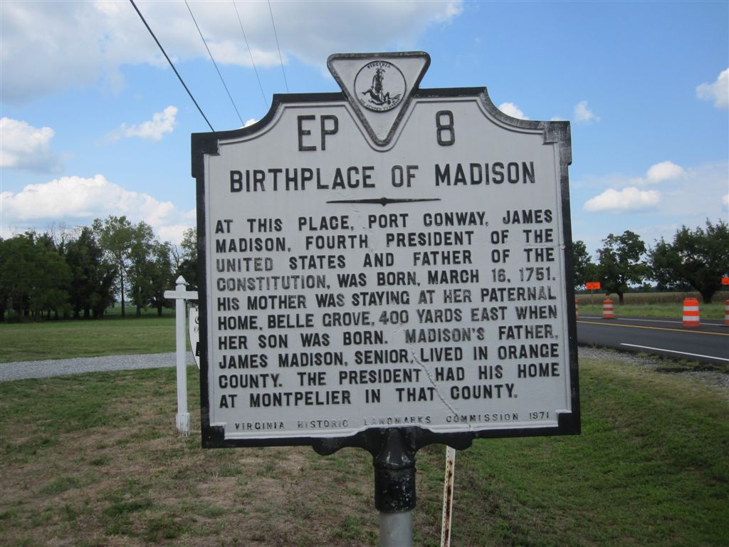 James Madison birthplace historical marker