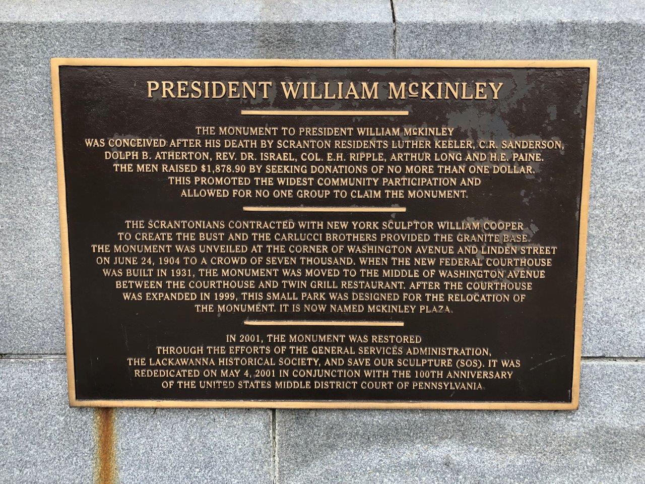 photo of William McKinley Bust in Scranton, PA