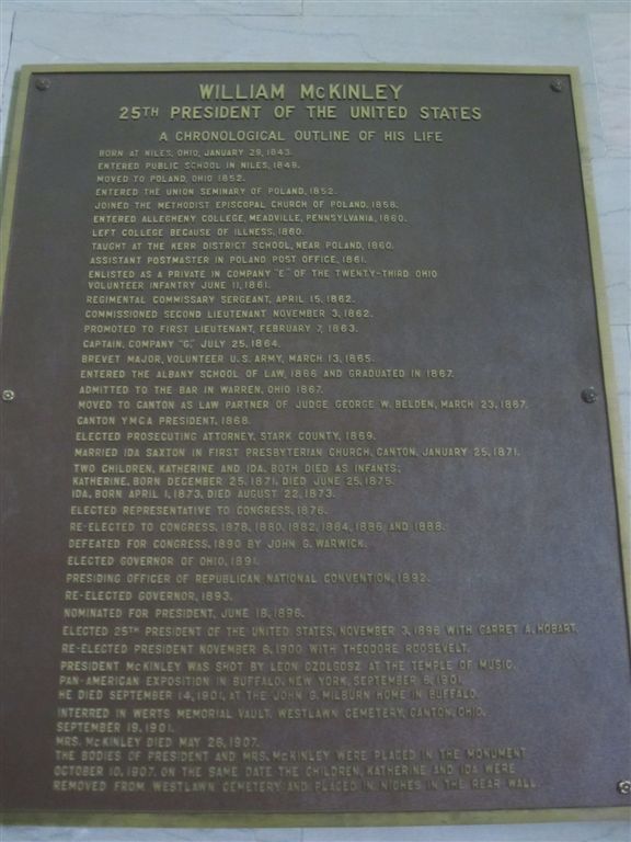 William McKinley grave historical marker