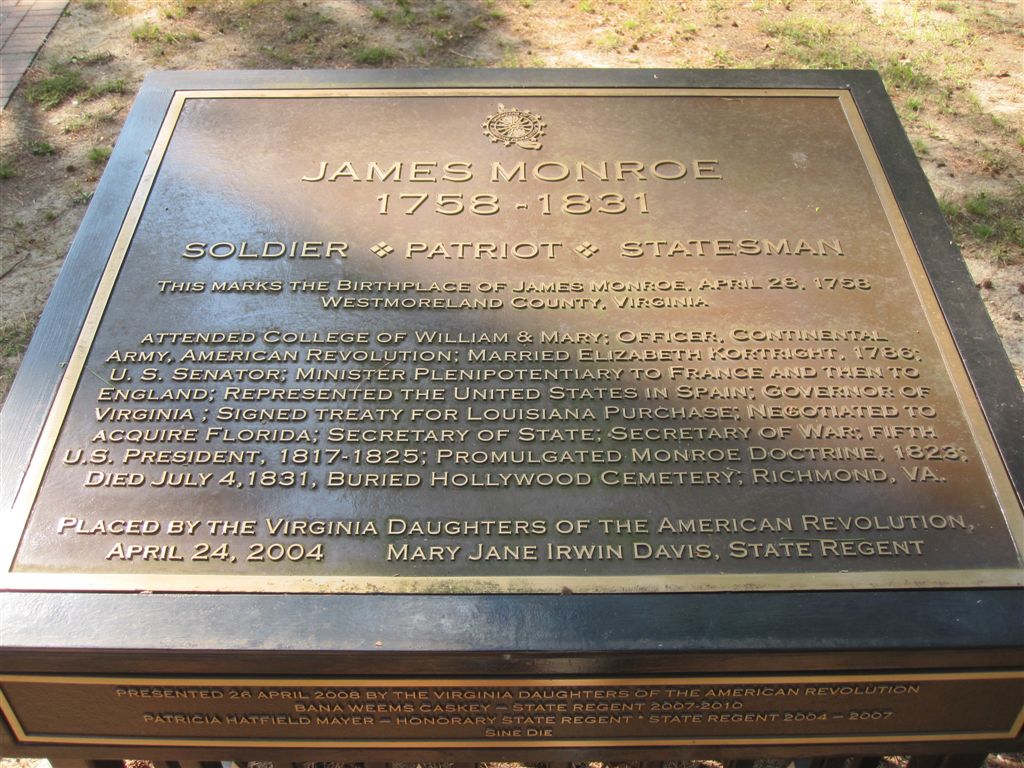 James Monroe birthplace historical marker