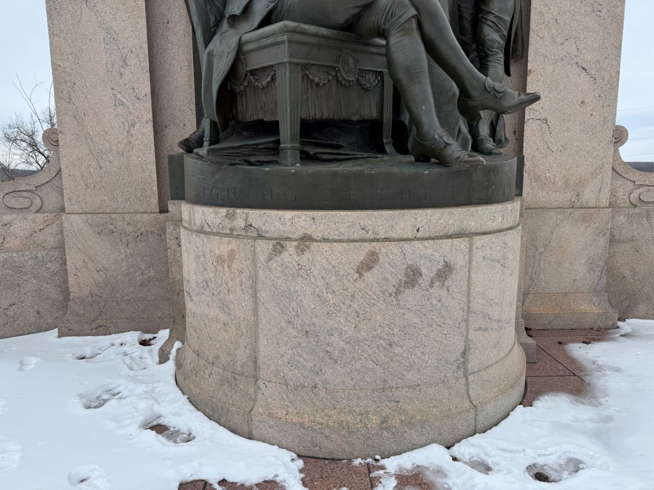 Signing the Treaty Memorial including James Monroe statue at Missouri State Capitol in Jefferson City