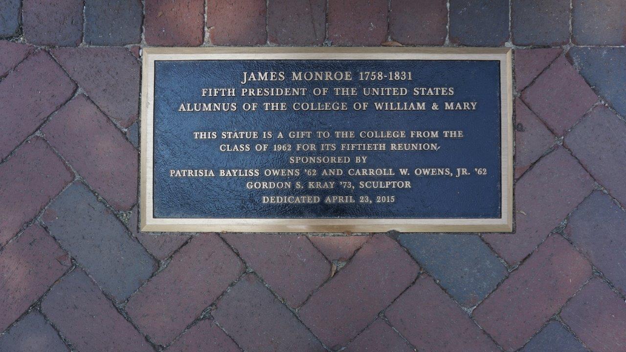 James Monroe statue at the College of William and Mary