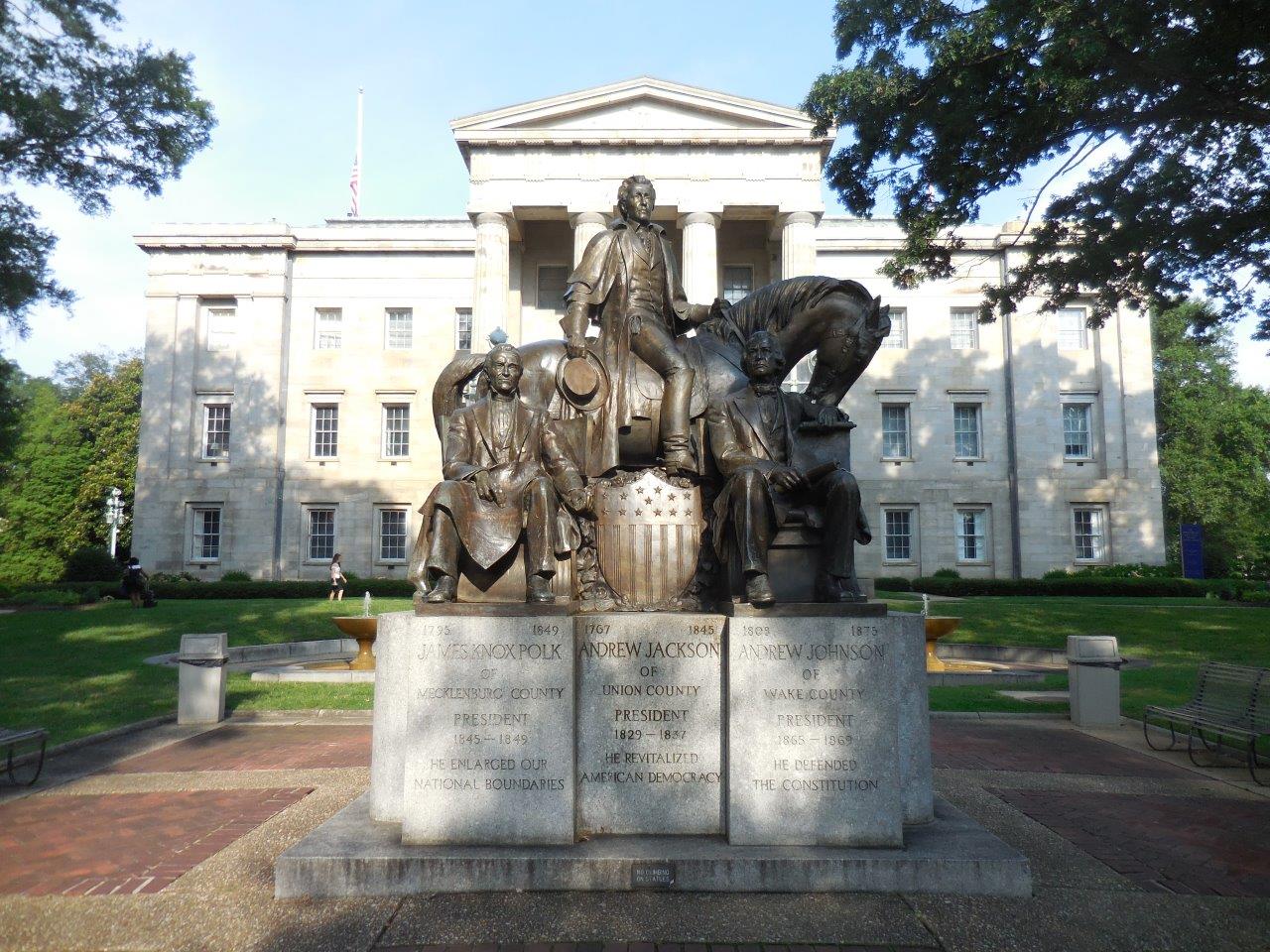 Three Presidents from North Carolina statue at North Carolina State Capitol