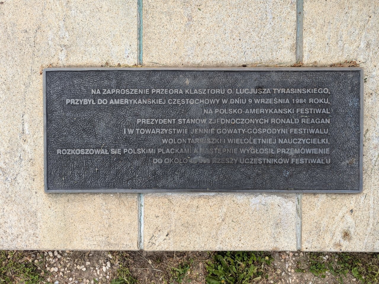 Ronald Reagan potato pancake plaque marking visit to Polish Festival in 1984