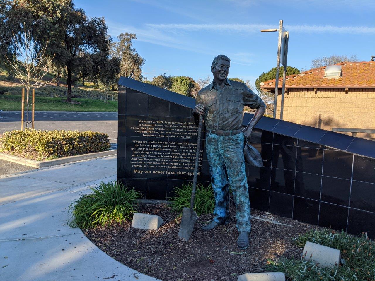 reagan statue in ronald reagan sports park in temecula, California