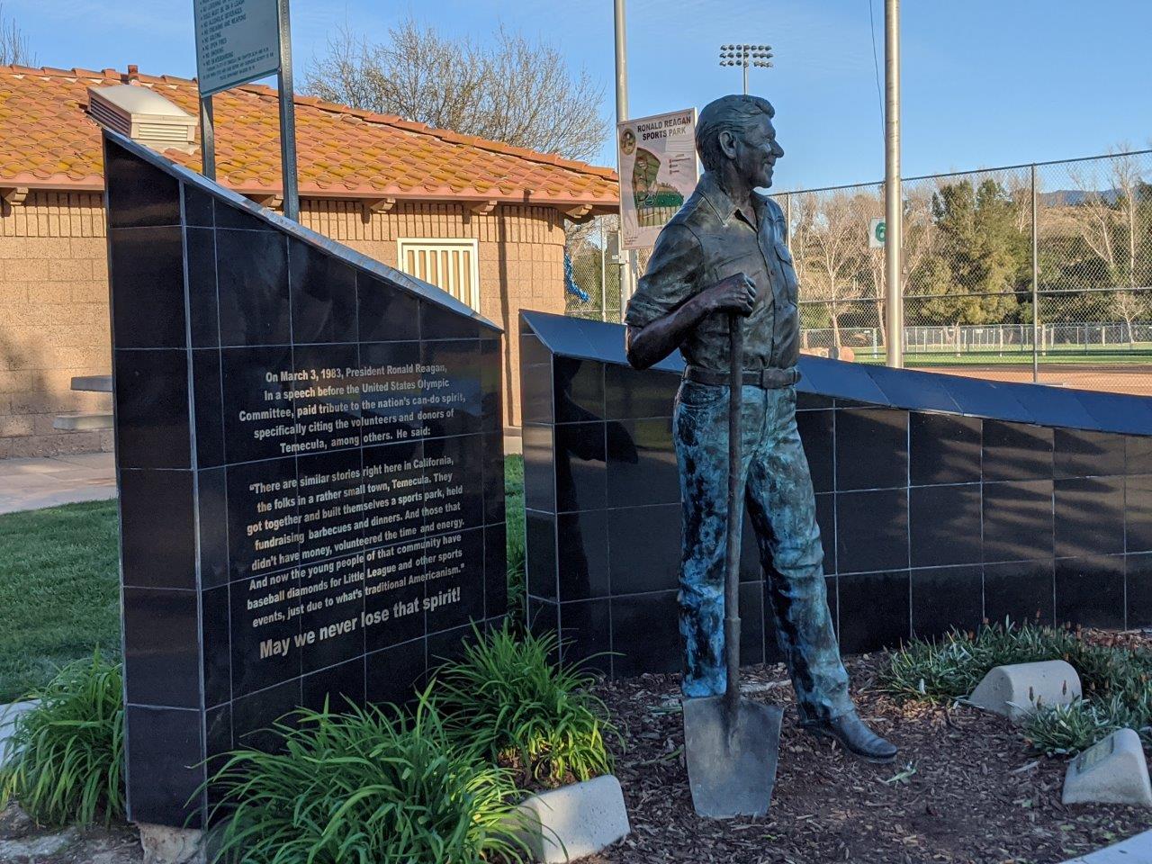 reagan statue in ronald reagan sports park in temecula, California