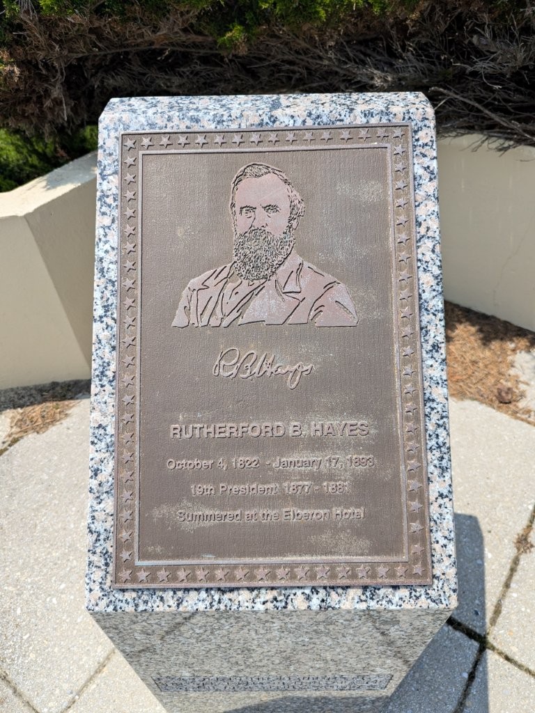 Rutherford B. Hayes marker at Seven Presidents Memorial in Long Branch, New Jersey