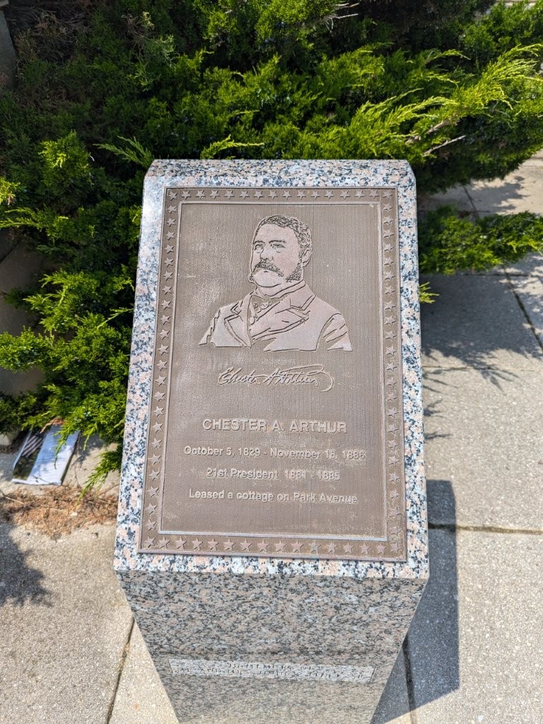 Chester Arthur marker at Seven Presidents Memorial in Long Branch, New Jersey