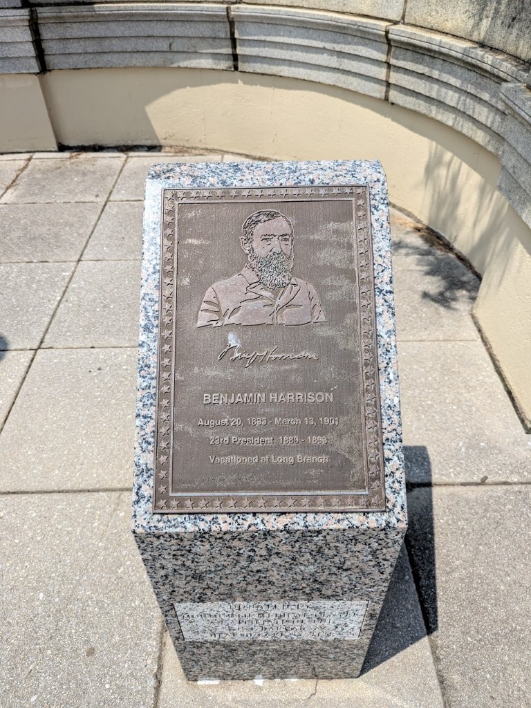 Benjamin Harrison marker at Seven Presidents Memorial in Long Branch, New Jersey