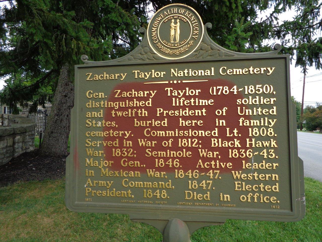 Zachary Taylor National Cemetery marker