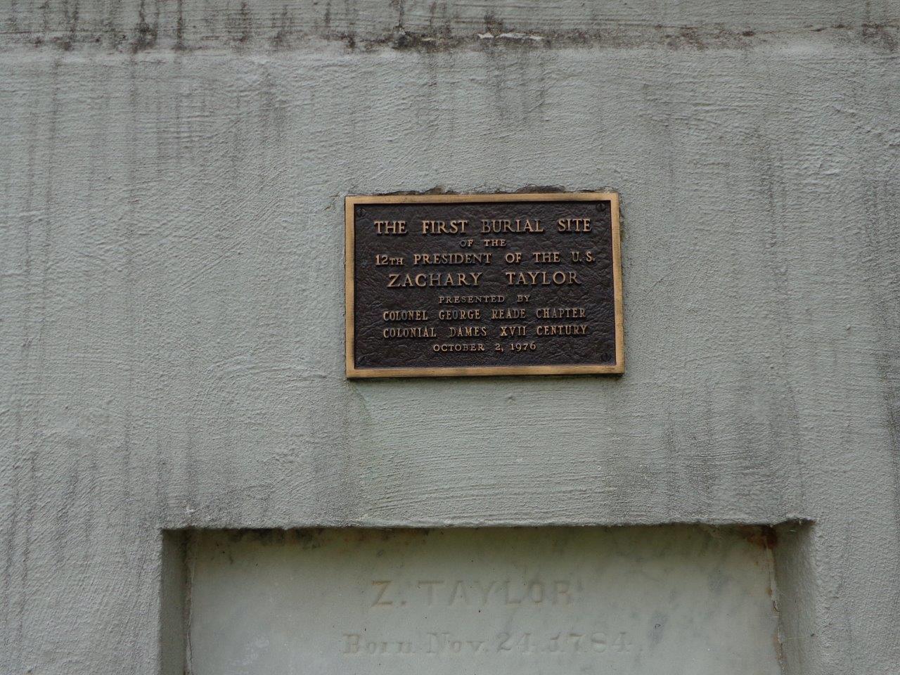 Zachary Taylor original burial site marker