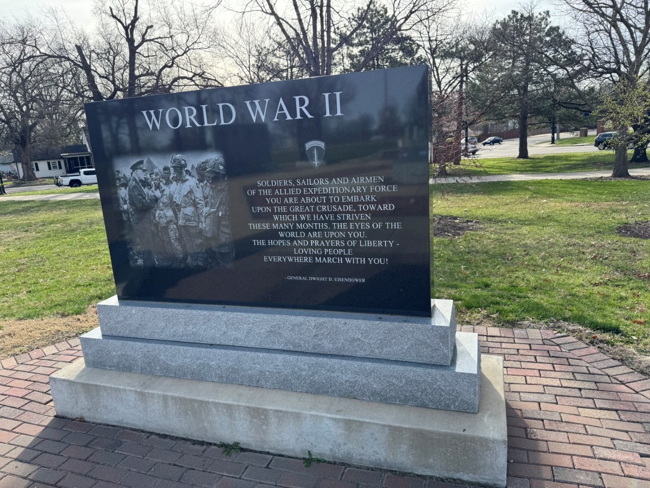 Memorial in Topeka, Kansas featuring image of Dwight D. Eisenhower