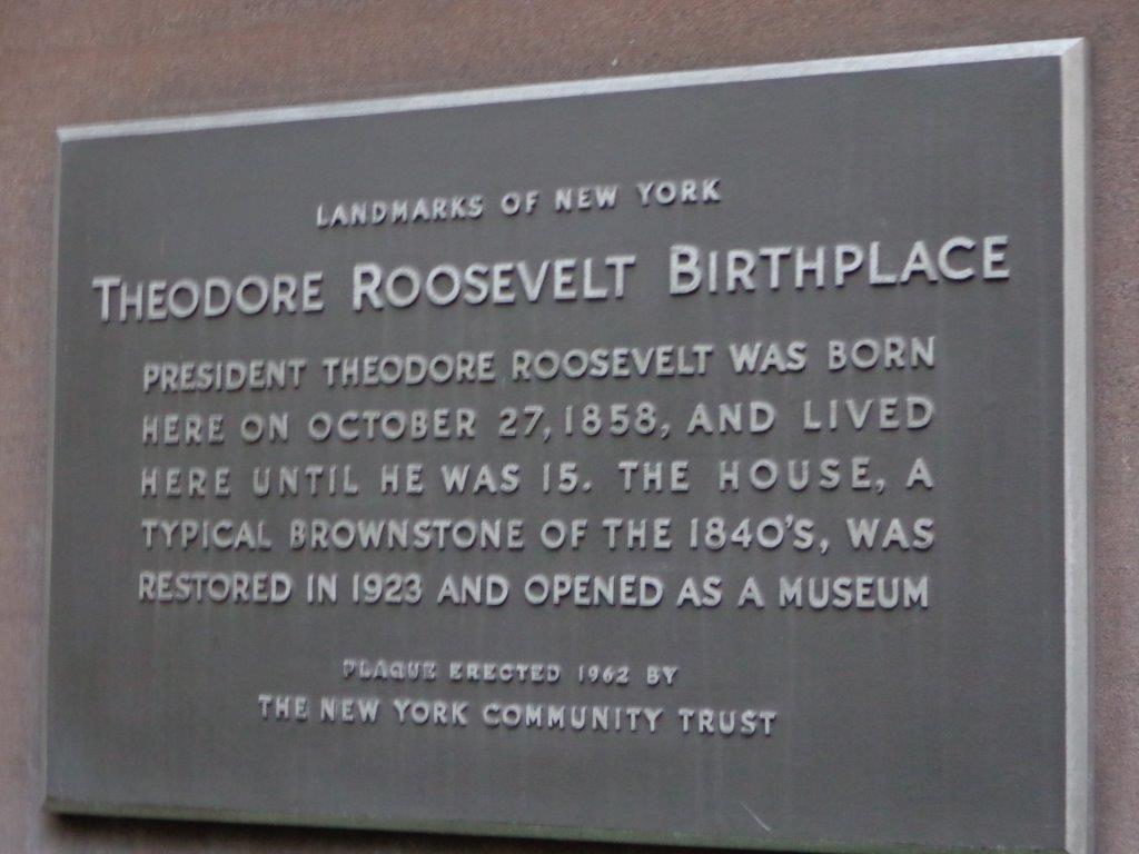 Theodore Roosevelt birthplace historical marker