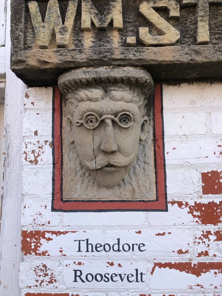 Theodore Roosevelt sandstone face in Nelson, Nebraska