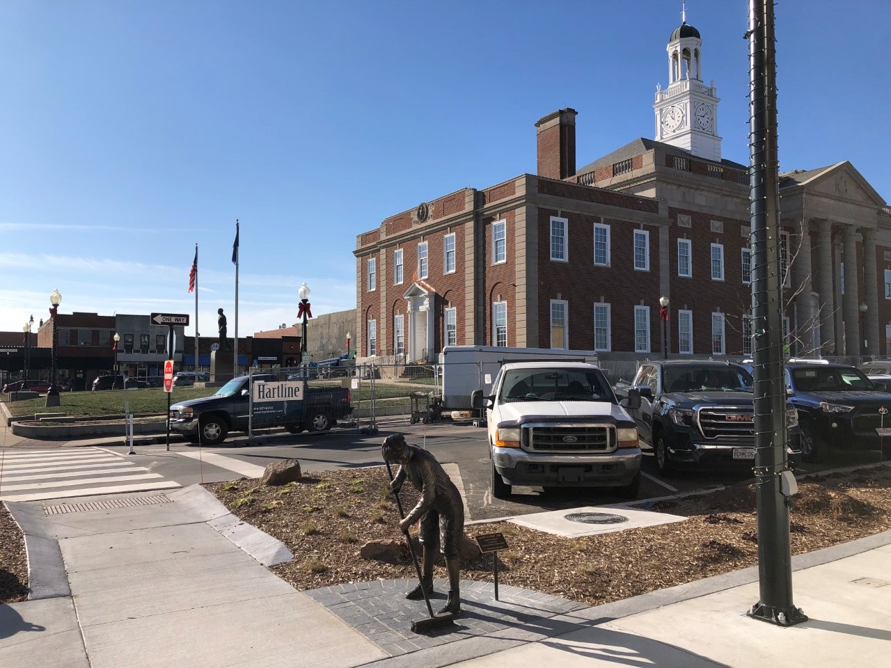 Harry Truman first job statue in Independence Square in Independence Missouri