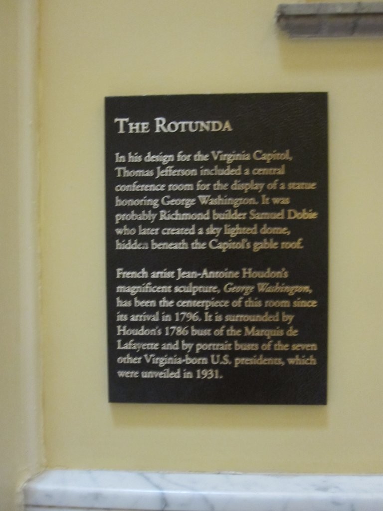 Virginia Capitol Rotunda Plaque at the Virginia State Capitol