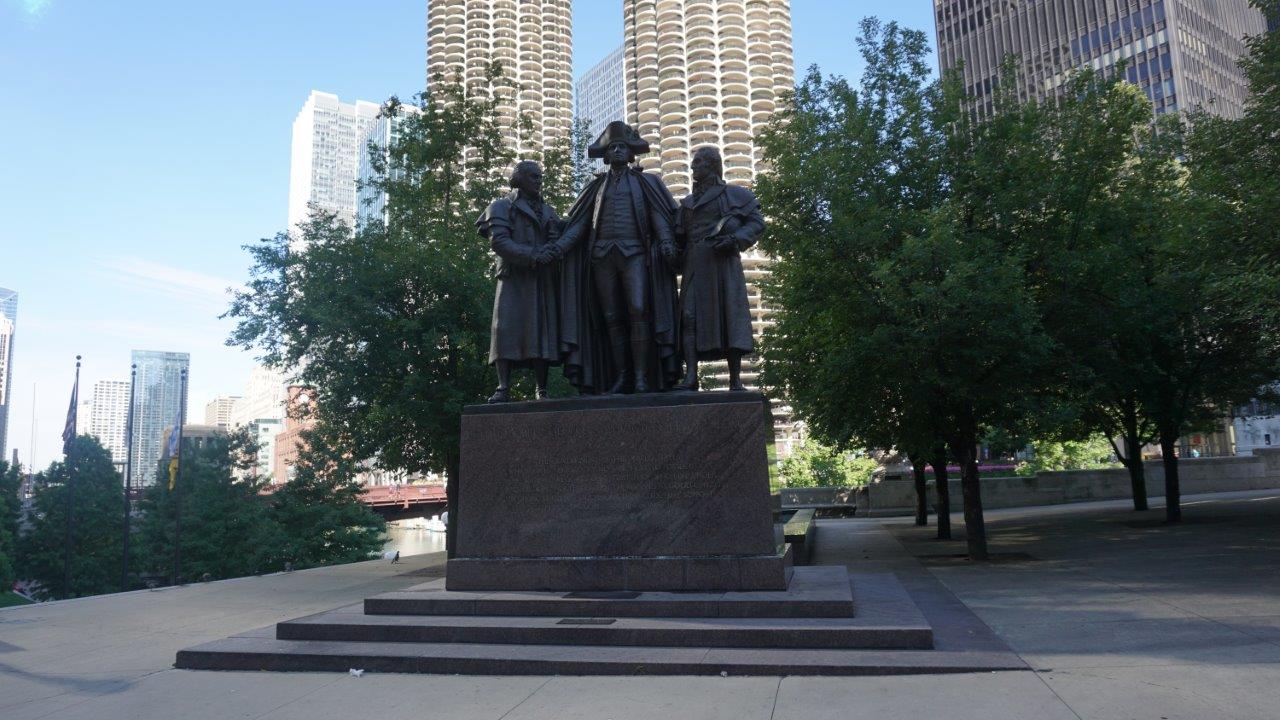 George Washington, Robert Morris, Haym Heald Square Monument in Chicago, Illinois