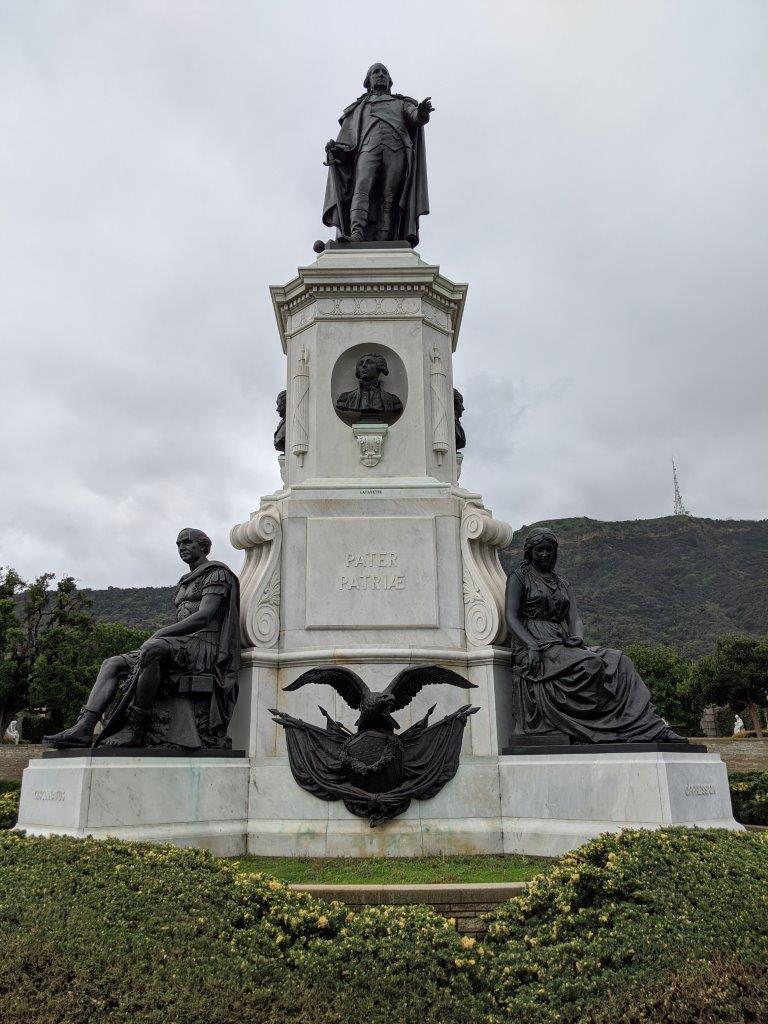 washington statue at hollywood hills cemetery in los angeles