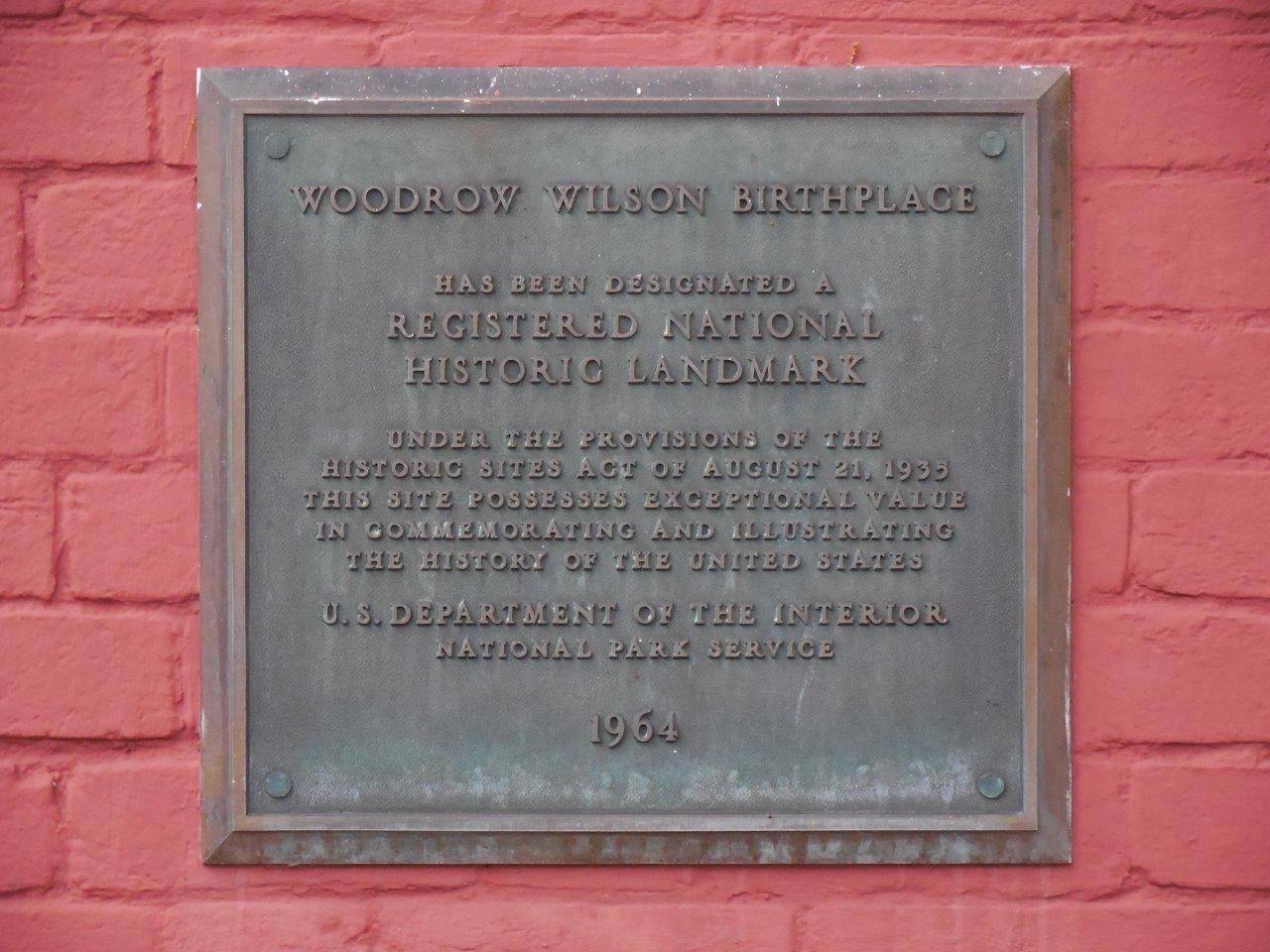 Woodrow Wilson birthplace historical marker