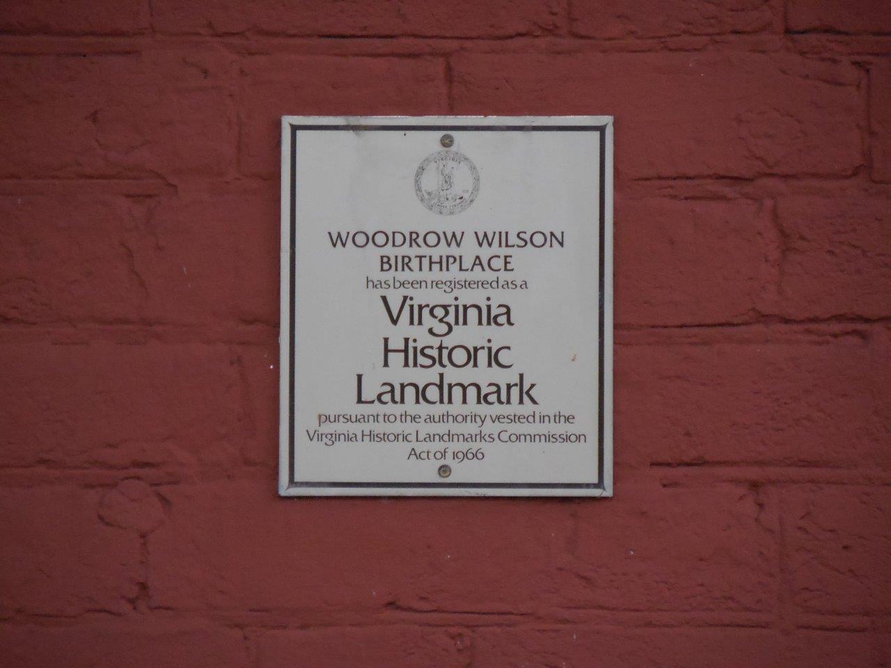 Woodrow Wilson birthplace state historical marker